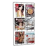 Negro revista pared rack Puhlmann Capventure 1002671 - Revistero para Pared (6 Compartimentos, 98 x 53 x 7 cm, Acero), Color Negro