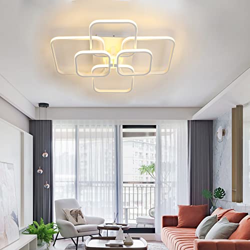 Lampe suspendue LED en aluminium blanc, lustre géométrique haut de gamme 3500K-6000K