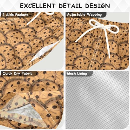 Pigsaly Cute Chocolate Chips Cookies Boys Swim Trunks Brown Biscuit Toddler Beach Board Shorts Baby Summer Bathing Suit 2T3