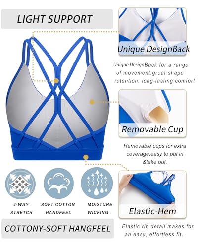 Image of RUNNING GIRL Sports Bras for Women,Strappy Crisscross Back Padded Low Impact Running Sports Bra with Removable Cups