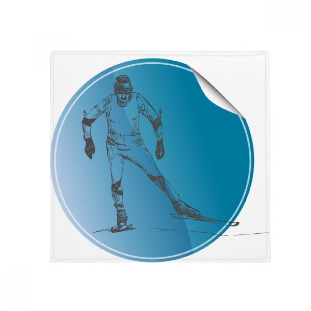 Tapis pet mat illustration ski multicolore 50x50cm, une idée cadeau originale