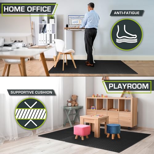 Image of ProsourceFit Exercise Puzzle Mat 1 /2-inch, EVA Interlocking Foam Floor Tiles for Home Gym, Workout Equipment, Kids Play Areas, Black, 72 SQ FT - 18 Tiles
