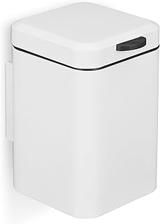 Relaxdays Kosmetikeimer Wandmontage, 3 l, Absenkautomatik, entnehmbarer Inneneimer, Bad Mülleimer, Edelstahl, weiß