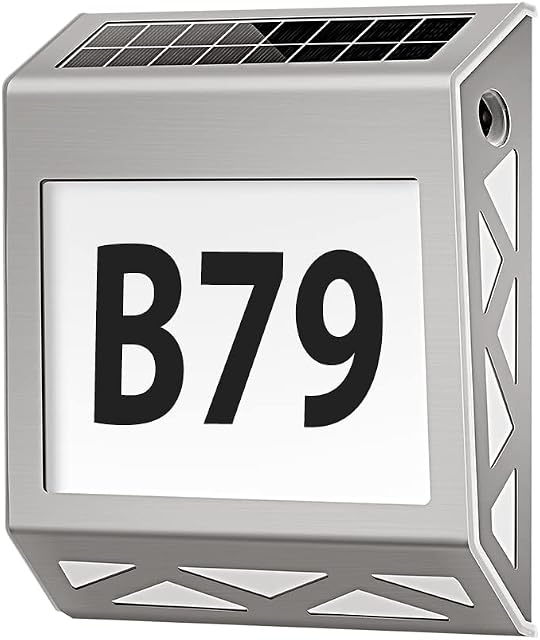 YOHAYO Solarny podświetlany numer domu 8 LED Solarny numer domu z przełącznikiem zmierzchowym Stal nierdzewna IP54 Wodoodporny Outdoor z cyframi 0-9 i literami A-E (Srebro)