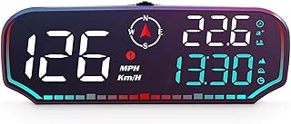 G14 Universal Car HUD Display: Real Time GPS Speedometer in MPH/KMH with Overspeed Warning Alarm, Anti Drowsy Fatigue Alert, Compass, Altitude for All Cars Trucks.