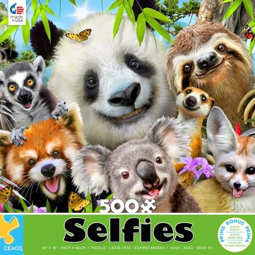 Ceaco - Selfies - Panda & Friends Selfies - 500 Piece Jigsaw Puzzle - Thumbnail 2