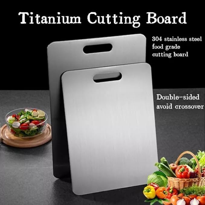 Apex Titanium Durable Stainless Steel Cutting Board for Kitchen Knife-Friendly 304 Stainless Steel Chopping Board (1 SET
