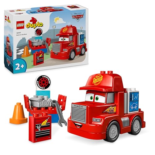 DUPLO Disney e Pixar Mack al Circuito, Giochi per Bambini e Bambine da 2 Anni con Camion Giocattolo Rosso da Costruire, Veicolo Autocarro Personaggio del Film, Regalo di Compleanno 10417