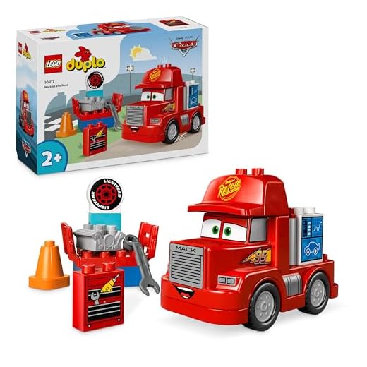 LEGO DUPLO Disney and Pixar’s Cars Mack at the Race Set, Truck Building Toy for 2 Plus Year Old Toddlers, Boys & Girls, Buildable Red Hauler from the Film, Birthday Gift Idea 10417