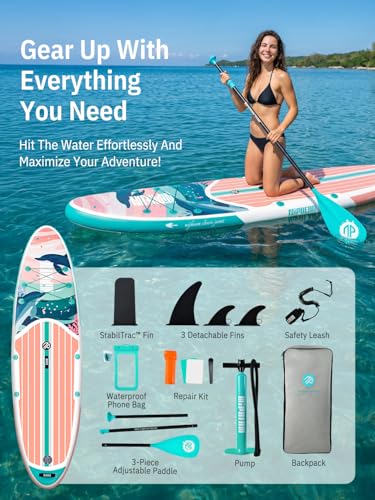 Image of Niphean Inflatable Stand Up Paddle Board with SUP Accessories | 10'6'' SUP, Anti-Slip EVA Deck, 450 lbs Capacity Inflatable Paddle Boards for Adults & Youth of All Skill Levels
