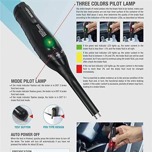 Allsun Automotive Replacement Brake Fluid Level Sensors Auto Diagnostic Testing Tool Car Brakes Calibrated For Dot 3, Dot4, And Dot 5 With 1 Led Indicator #TOP3