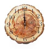 CEWROM Zegar ścienny, 30 cm, pierścień roczny, zegar ścienny, drewno, kształt drzewa, styl dworkowy, brązowy, bezgłośny, bez odgłosów tykania, dekoracja w stylu vintage, retro, do salonu, sypialni