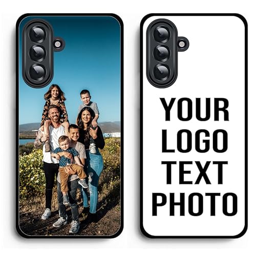 EKAM Personalised Phone Case For Samsung Galaxy A56 5G, Personalised Image/Picture/Photo Custom Design PC + Soft TPU Rubber Phone Case for Samsung Galaxy A56 Black
