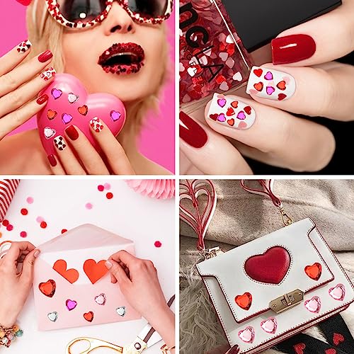 516PCS Heart Face Gems Pink Heart Rhinestones Self Adhesive Acrylic Heart Jewels for Hair Body Bling Crystal Heart Stickers for Wedding Valentine's Day Decoration Nail Art DIY Craft (6/10/12/18mm) - Image 7