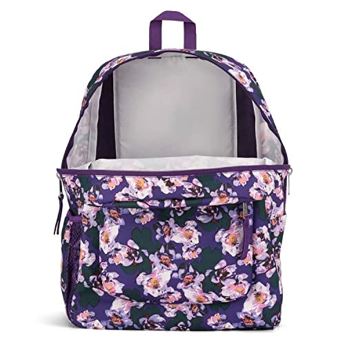 Image of JanSport Cross Town Backpack 17 inch x 12.5 inch x 6 inch - Simple Bag for Everyone with 1 Main Compartment, Front Utility Pocket - Premium Class Accessories - Purple Petals