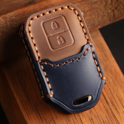 Image of keyzone dual leather key cover for Swift, DZire, Baleno, Ertiga, Grand Vitara, Brezza, Fronx, Jimny XL6, Ignis, Glanza, Urban Cruiser Hyryder, Rumion 2 button smart key