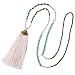 KELITCH Syuthetic Turquoise Crystal Beaded Necklace Tassel Layering Pendant Necklace New Jewelry