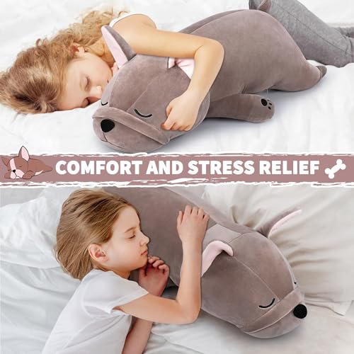 Image of Auspicious beginning 30'' Giant French Bulldog Plush Stuffed Animal- French Bulldog Dog Plush Pillow Plushies, Large Sleeping Body Pillow Dog Plushie Toy, Christams Birthday Gifts for Kids Girls Boys