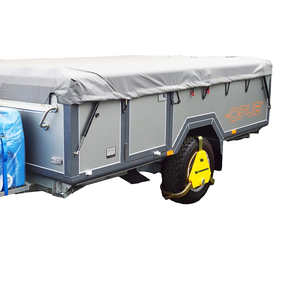 Stronghold Apex Sabot de roue triangulaire 30,5 cm – 33 cm pour caravanes, remorques, box à chevaux, camionnettes et camping-cars Largeur des pneus jusqu'à 165 mm Diamètre 504 mm – 704 mm Vendu Secure