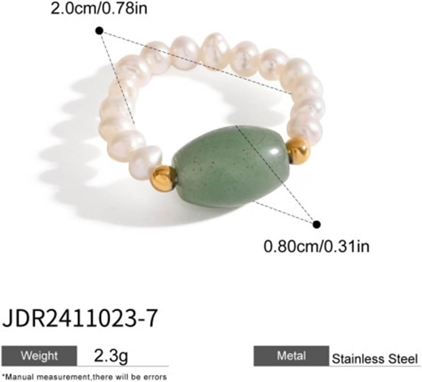 Natural Pearl Geometric Lines Rings Stainless Steel Finger Jewelry Pearl Charm Stackable Adjustable Rings 1Pcs