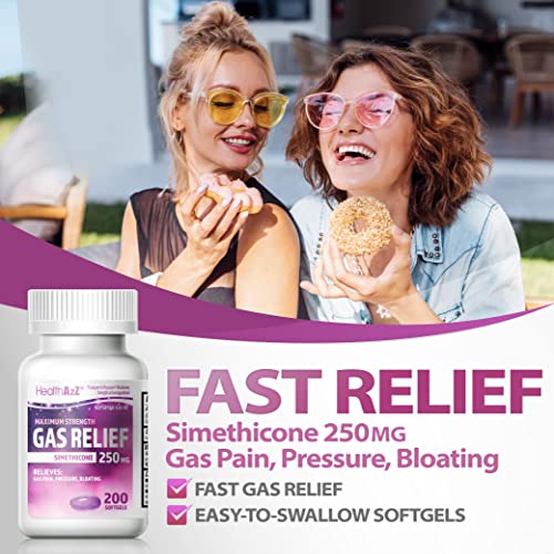 Healtha2Z® Gas Relief Simethicone 250Mg | 200 Softgels | Maximum Strength | Relieves From Stomach Discomfort And Gas #TOP4