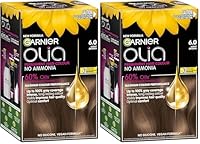 Garnier, Permanent Hair Colour, Ammonia Free and Nourishing, Olia, 6.0 Light Brown (Pack of 2)