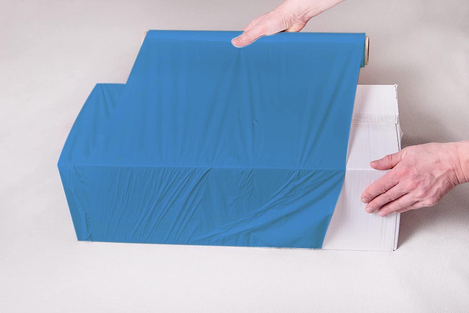 Ofituria Film Azul para Embalar de 50 cm x 200 Metros de Longitud – Rollo de Film Elástico Manual para Embalaje Industrial – 6 unidades