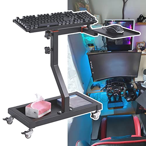 ZIMGOD Keyboard and Mouse Standing Desk, Adjustable Keyboard Tray for Racing/Flight Simulator, Racing Game Stand Accessories, Assembly Required