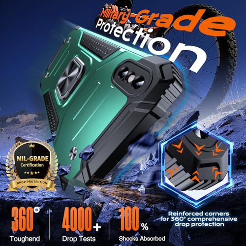 Image of Anqrp Heavy Duty Case for iPhone X /XS Case with Enhanced Ring Holder Grip Stand, Military Grade Shockproof Rugged Drop Protective Silicone Hard Slim iPhone X /XS Phone Case Cover,Forest Green