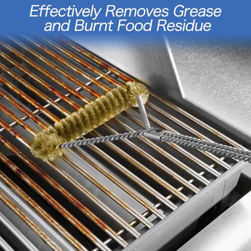 Grillrostheber, 2 Stück hitzebeständige Grillrostheber + Grillbürste Dreiseitige, Anti-Verbrühung Grillrost Heber Werkzeug Edelstahl-Grillgitter-Abzieher BBQ Werkzeuge Zubehör für Camping
