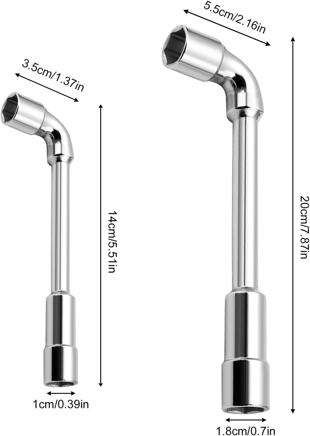 2 Pieces L-Shaped Hex Socket Wrenches, Easy to Use, Wide Range of Applications, Pipe Wrench Set, for Mechanical Repair Tools (10 mm, 18 mm) (Silver)
