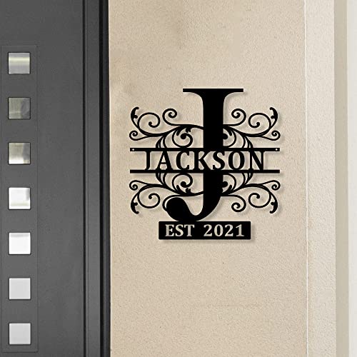 Personalized Family Name Signs Custom Last Name Sign Monogram Letters Wall Decor Personalized Name Signs Metal Established Sign Initial Split Letter Monogram Sign #TOP7