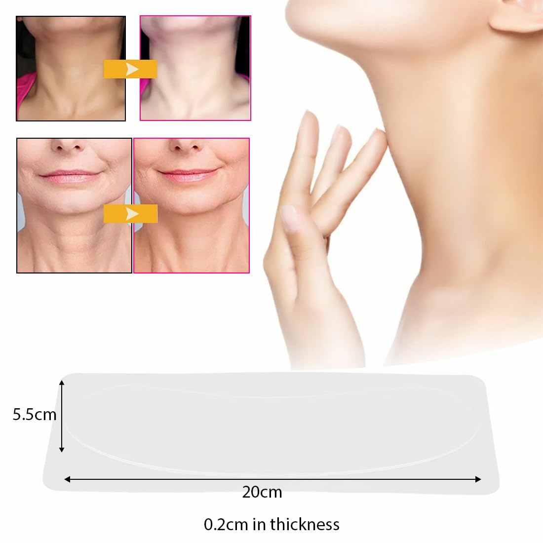 2 Pezzi Cuscinetti antirughe Del Collo, Patch Per La Rimozione Di Rughe Del Collo, cuscinetto in silicone riutilizzabile, anti-invecchiamento, Schiarente Delle Linee Riparatore Del Collos