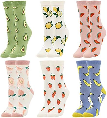 BONANGEL Women's Girls Novelty Funny Crew Socks,Crazy Cute Animal Food Design Socks Cotton,Girl's Gift