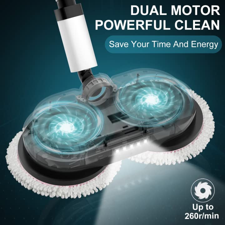 OGORI Electric Mop, Cordless Electric Spin Mop Hardwood Floor Cleaner