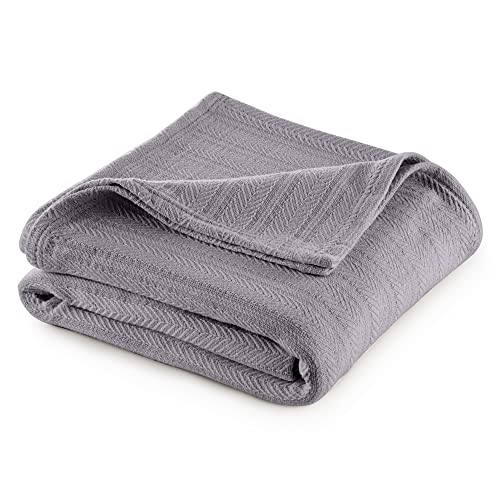 Best Cyber Deals 🔥 Vellux® 1B07228 Cotton Machine Washable Bed Sofa King size Blanket, Gray