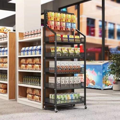 Carrito para estanterías de supermercados y organizador de snacks en cocinas domésticas modernas