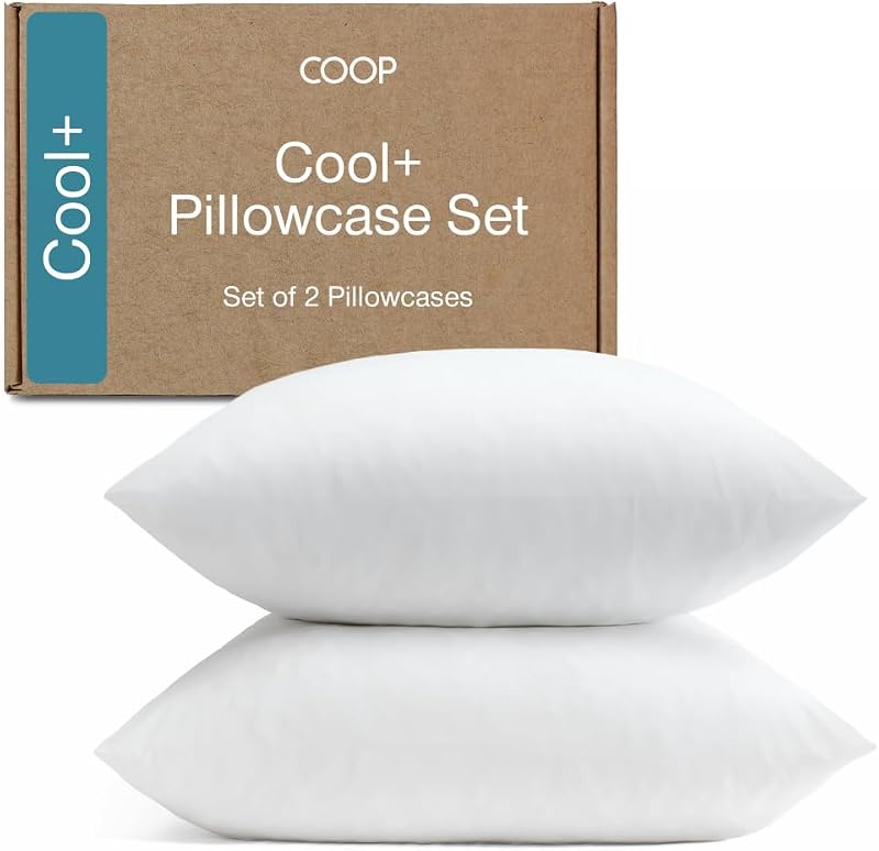 Coop Home Goods Cool+ Cooling Pillow Case Set of 2, White King Size Pillow Covers, Luxury Spa, Breathable, Hotel Quality Pillow Cases