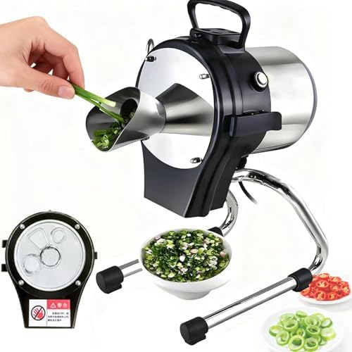 UN Automatic Spring Onion Slicer - Commercial Vegetable Chopper for Onions, Peppers & Leeks - Efficient Kitchen Tool for Restaurants & Home Cooking - 110V Electric Slicer