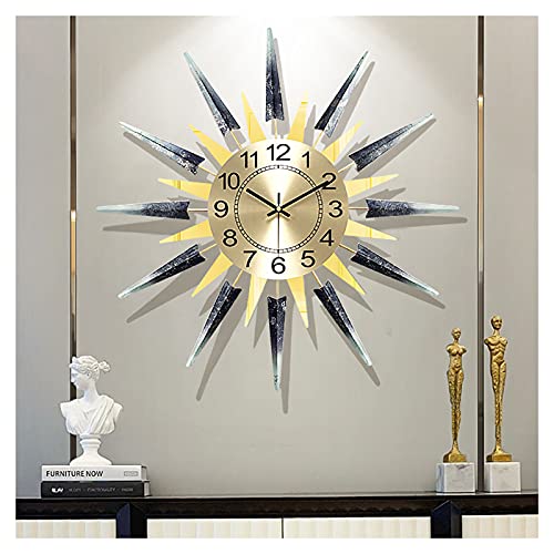 Horloge murale en métal 3D de 54 cm avec mouvement quartz silencieux pour décorer un grand salon