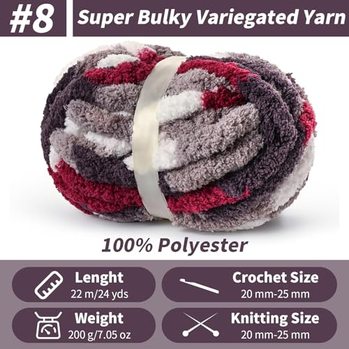 Image of Chunky Jumbo Chenille Yarn Multicolor 10 Pack