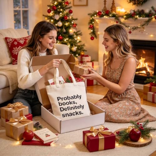yuboo Book Lovers Gifts Tote Bag for Fall Thanksgiving Christmas Gift - image 2