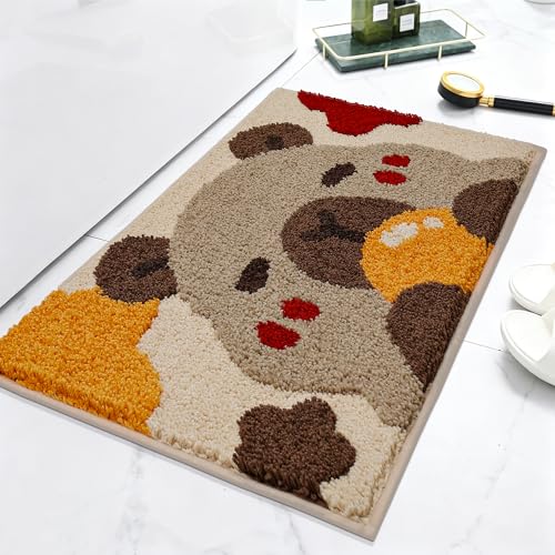 MatMavenバスマット カピバラ かわいい 50×80cm 吸水 速干 足拭きマット おしゃれ お風呂マット 室内 玄関マット 温泉風 癒やし系 洗える 滑り止め付 雑貨 インテリア