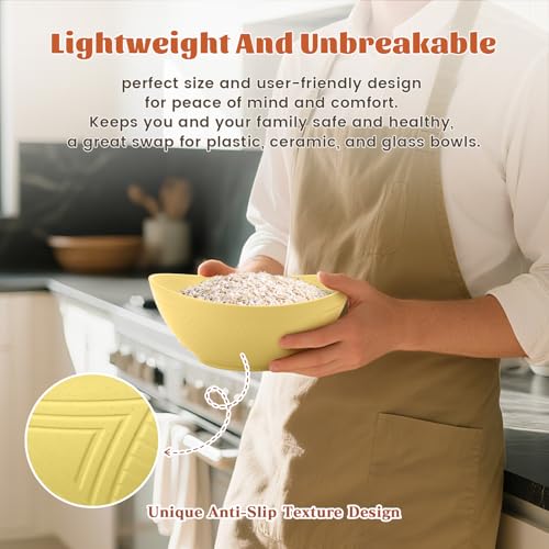 image for Homienly Wheat Straw Bowls Set Serving Bowls Plastic Bowls Reusable 26