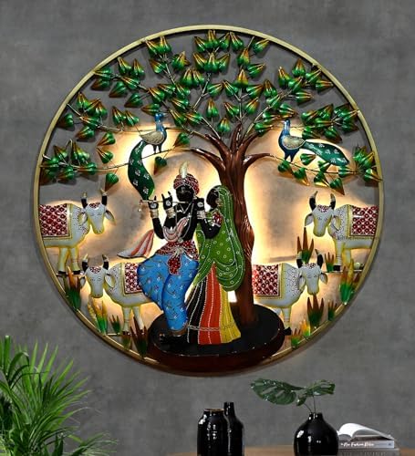 Metal Indraj Premium Craft Handpainted Radhe Krishna With LED Light ...