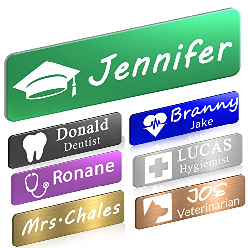 Custom Name Tag with Logo/Image Engraved Nametags with Magnetic or Pin Personalized ID Badge for Uniforms, Business, Employees, Staff, Doctors, Nurse-Green
