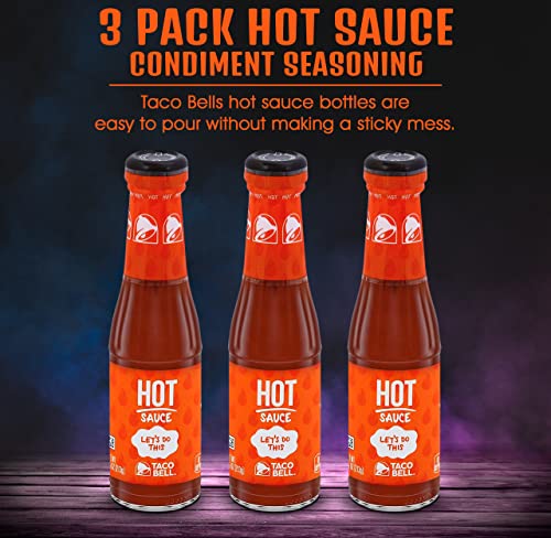 Taco Bill Hot Sauce Bottle, 3 Pack Taco Sauce Condiment Seasoning For Tacos Salad Chips Quesadilla Chicken Tex Mex Burritos And More, 7.5 Ounces Each With Nosh Pack Mints #TOP1
