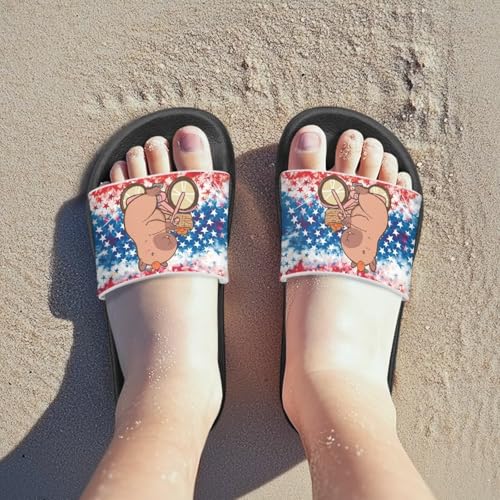 Image of Boy & Girls Slide Sandals Kids Shower Shoes Non Slip Summer Slippers Beach Sandals