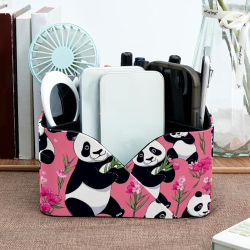 Organisateur de bureau panda rose pour papeterie et cosmétiques