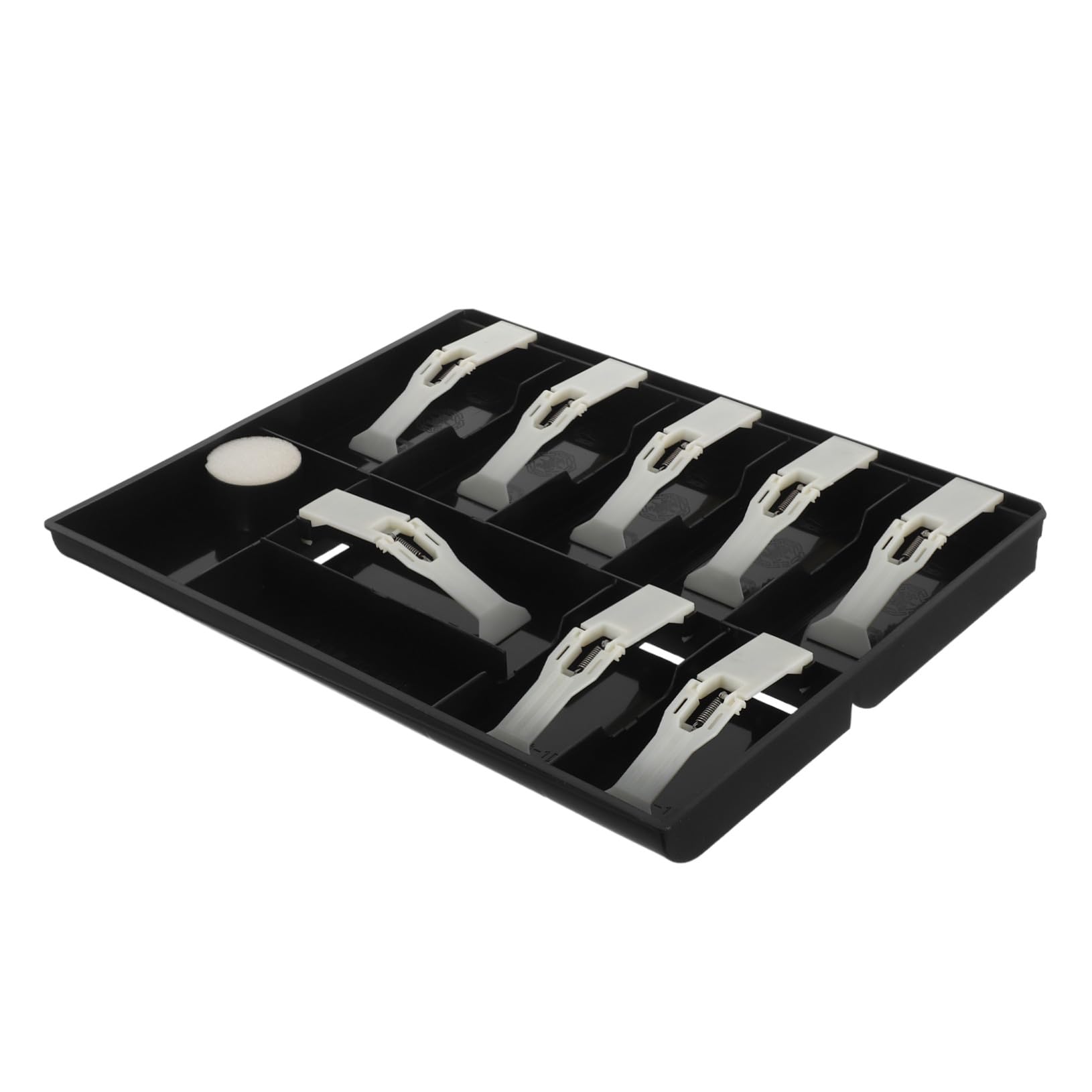 Organizzatore per Contanti Multi-scomparto con Clip per Uso in Negozio e Supermercato, Cassetto Portamonete in Plastica con 9 Scomparti